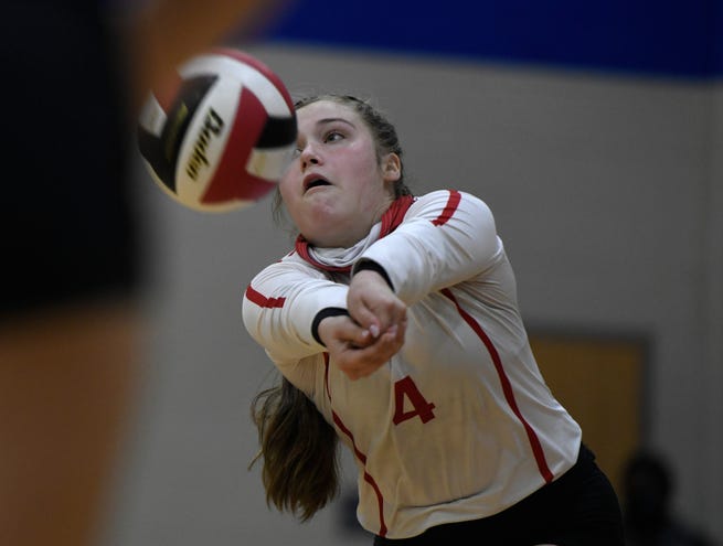 New Braunfels Canyon libero Addison Evans was named all-state in Class 5A by Texas Girls Coaches Association. Photo by Annie Rice/Corpus Christi Caller-Times. Reprinted with permission